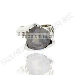 Natural Heart Rainbow Moonstone Gemstone Rings Jewelry,sterling Silver Wholesale Women Rings Jewelry thumbnail-2