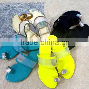 4 Color Mesh Flat Slippers Casaul Lady Flat Sandals Diamond Embellished Good Flat Sandals thumbnail-1