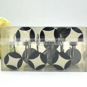 Round Black Pattern Polyresin Shower Curtain Hooks thumbnail-4