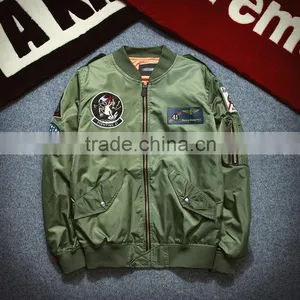 2016 Fashion Quality Embroidered Baseball Jacket for Men's Military Air Force Bomber Jacket Wholesale thumbnail-1