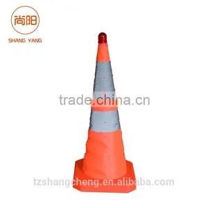 750mm High Quality Orange Collapsible Cone Safety Guiding Collapsible Traffic Cones With Light thumbnail-1