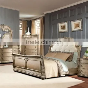 American Style Monaco Sleigh Bed / Chestnut Teenager Bedroom Model AS-B40 thumbnail-1