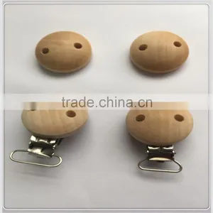 BPA Free Silicone Beads Wooden Baby Pacifier Chain Clip thumbnail-1