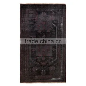 BLACK RUG - RECOLORED VINTAGE RUG - OVER DYED TURKISH CARPET thumbnail-1