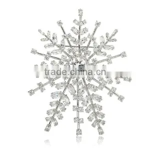 Platinum Plated Designer Christman Snow Flake Brooch With AAA+ Cz Micro Pave Setting for Women and Men thumbnail-1
