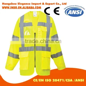 Yellow Hi Visibility Long Sleeve Safety Vest Waistcoat EN20471 - High Viz Vis thumbnail-1
