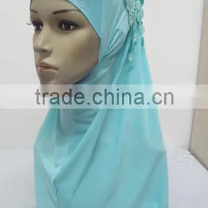 H310 Latest Instant Hijab With Lace and Rhinestones,muslim Scarf thumbnail-2