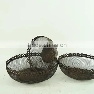 Antique French Round Decorative Wire Basket thumbnail-2