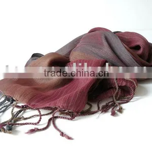 Checked or Striped Pashmina Scarf in Woven thumbnail-1