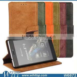 2015 Matte Retro Leather Case for Huawei P8 With Business Card Slot thumbnail-1