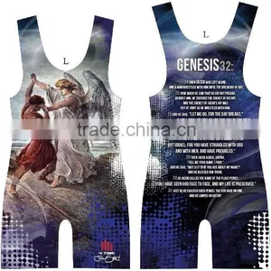 High Quality Lycra Wrestling Singlet Suit Uniform Custom Design Athletic Apparel for Men thumbnail-1