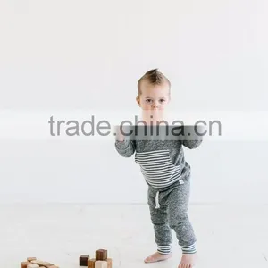 (CP609#grey) Children Casual Cotton Pants With Striped in the Waist and Foot for Baby Pants thumbnail-3