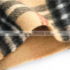 Camel Yarn Dyed Checked Double Faced Plain Wool Scarf With Fringe thumbnail-4