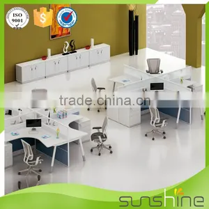 YS-SW09 Modern Design Cubicle Office Workstation Furniture 4 Seats Face To Face MFC Board Panel And Glass Partition thumbnail-1