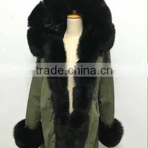Parka Jacket With Fox Fur Hood Collar and Faux Fur Lining thumbnail-4