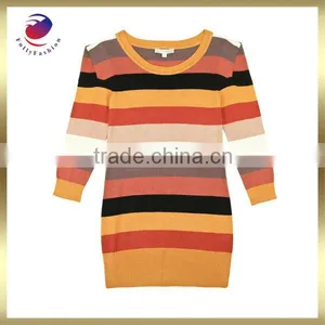 Wool Sweater Long Sleeve Wide Stripe Round Neck thumbnail-1