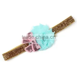Blue Neckalce With Cute Girl Doll and Satin Bow Flower Hairband Wholesale Baby Girls Chunky Necklace and Hairband thumbnail-3