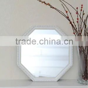 Hanging Mirror Wooden White Frame Octagonal Mirror thumbnail-1