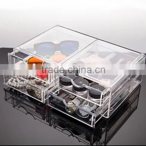 Hot Selling Customized OEM ODM Accepted Acrylic Cosmetic Storage Box With Drawers thumbnail-1