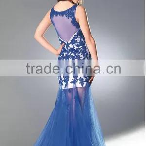 Elegant Beautiful Embroidery Transparent Back Design Elegant Evening Summer Dresses thumbnail-4