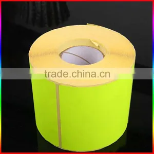 Custom Golden Yellow Fluorescent Adhesive Label Sticker in Roll thumbnail-1