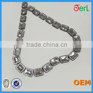 Wholesale Black Base Plastic and Glass Rhinestone Trims for Dress Decoration thumbnail-5
