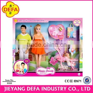 Popular Plastic Fashion Girl Dolls/family Couple With Little Girl and Baby Car thumbnail-1