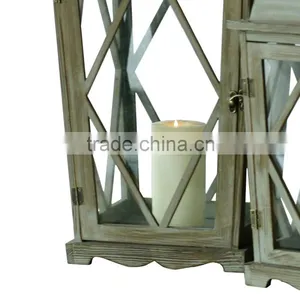 Wooden/Iron Lanterns With Wax Candle Set 2 Packing thumbnail-5