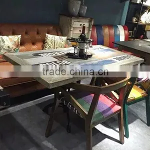 Vintage Industrial Wooden Dining Table for Sale thumbnail-2