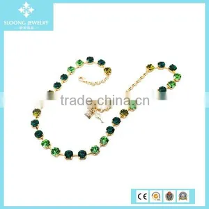 Yiwu Elegant Green Shine Crystal Copper Chain Necklace 2015 thumbnail-1