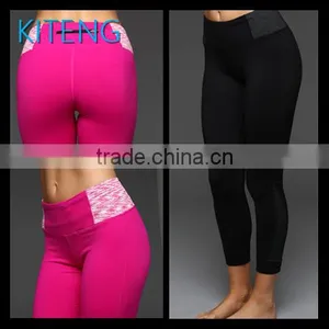 Kiteng 2016 New Design Yoga Pants Splice Clolor Panel on the Side of Waist Office In United States (USA)small Minimum thumbnail-1