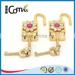 Decoration Rhinestone Shiny Gold Metal Padlock for Locker thumbnail-1