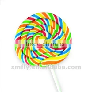 Halal Cheap Rainbow Fruit Flavour Swirl Round Flat Lollipop Candy thumbnail-1