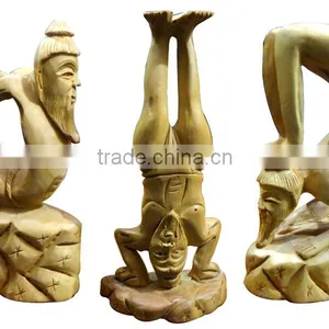 Yoga Yogi Statue India Handmade Handicraft Statue Murti Sculpture Artisan India Carving Guru Baba Ramdev thumbnail-4