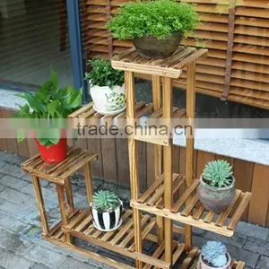 OEM Custom Wooden Commercial Plant Flower Pot Rack for Home and Garden thumbnail-6