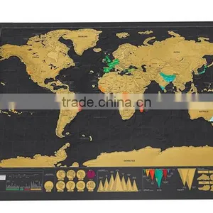 CT-750 Travel World Map Hard Paper Travel Map Small Black Mini Map Black Luxury thumbnail-1