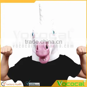 White Rubber Unicorn Cosplay Halloween Mask for Masquerade Carnival Halloween Costume thumbnail-1