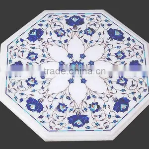 Lapiz Lazuli Marble Inlay Table Top, Pietra Dura Marble Table thumbnail-1