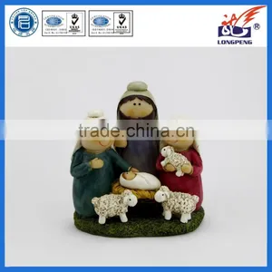 Indoor Cartoon Religious Holy Family Statue With Sheepherder thumbnail-1
