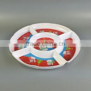 33cm Melamine 4 Compartments Dishes, 13" Plastic Chip and Dip Made in China thumbnail-2