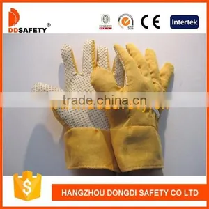 DDSAFETY Yellow Dots On Palm Yellow Back Band Cuff Gardening Worker Gloves thumbnail-1