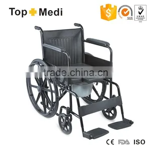 TOPMEDI Steel Commode Wheelchair for Handicapped Person thumbnail-1