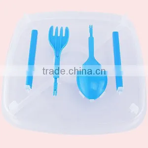 1200ml Square Double Layer Transparent Lunch Box With Lock thumbnail-4