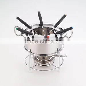 Hot Sale Stainless Steel Round Cheese/chocolate Fondue Set With Fork thumbnail-1