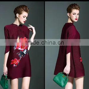 Fashion Woman Pleat Mandarin Collar Chinese Dresses thumbnail-4