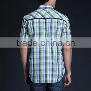 Fashion Short Sleeve Casual Design High Quality 100%Cotton Check Men Shirt thumbnail-6