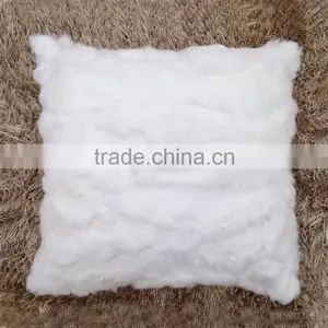 CX-D-17 40x40cm Europe Fashion Patchwork Rabbit Fur Cushions Home Decor Pillow thumbnail-4