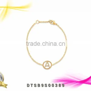 Intial Lettet A With CZ Studded Gold Plated Alphabet Bracelets thumbnail-1