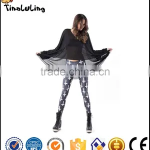 Stretchy Leggings Cross Printing Trousers Fitness Leggings High Waist Slim Jeggings For Womens Casual Women Pants thumbnail-1