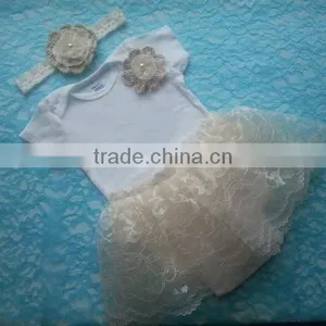 WHOLESALE SUMMER 100%COTTON SHORT SLEEVED BABY ROMPER,MESH TUTU SKIRT AND HEADBAND THREE-PIECE SET FOR BABY GIRLS thumbnail-1